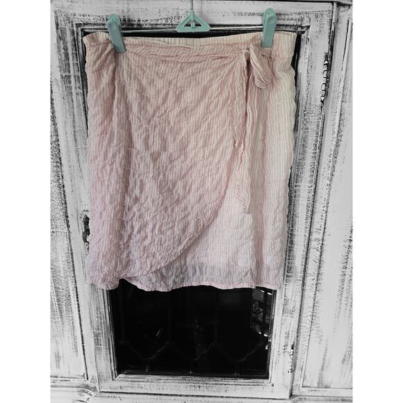 Cloth & Stone Pink-White Striped Mini Wrap Skirt - New - Medium - Picture 5 of 5